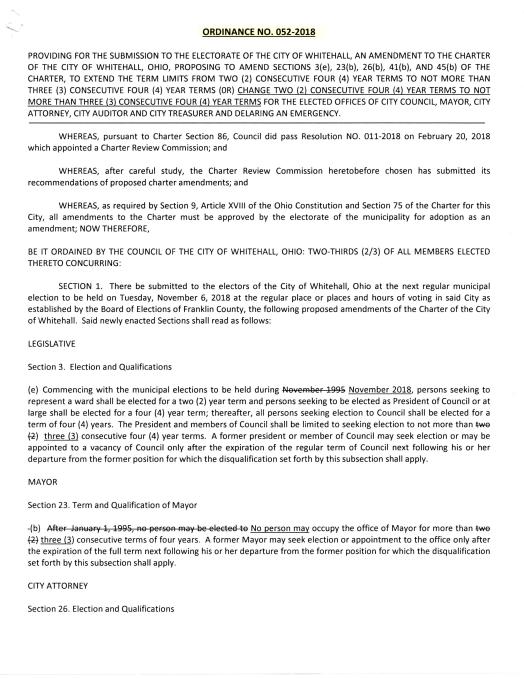 Term limits Ordinance 1