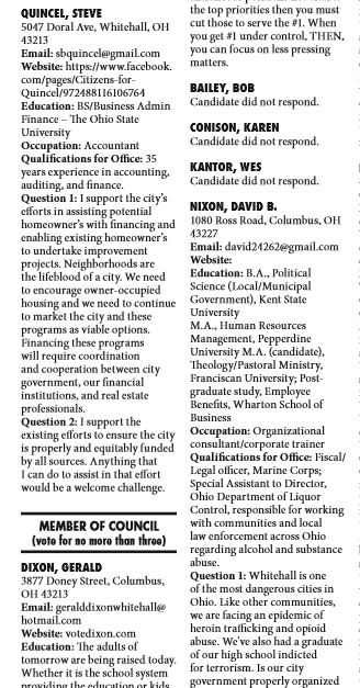 LWV 2015 candidate response